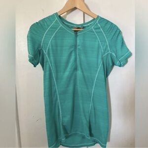 Teal Short-Sleeve Athletic Zip Top